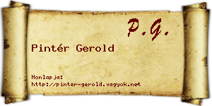 Pintér Gerold névjegykártya